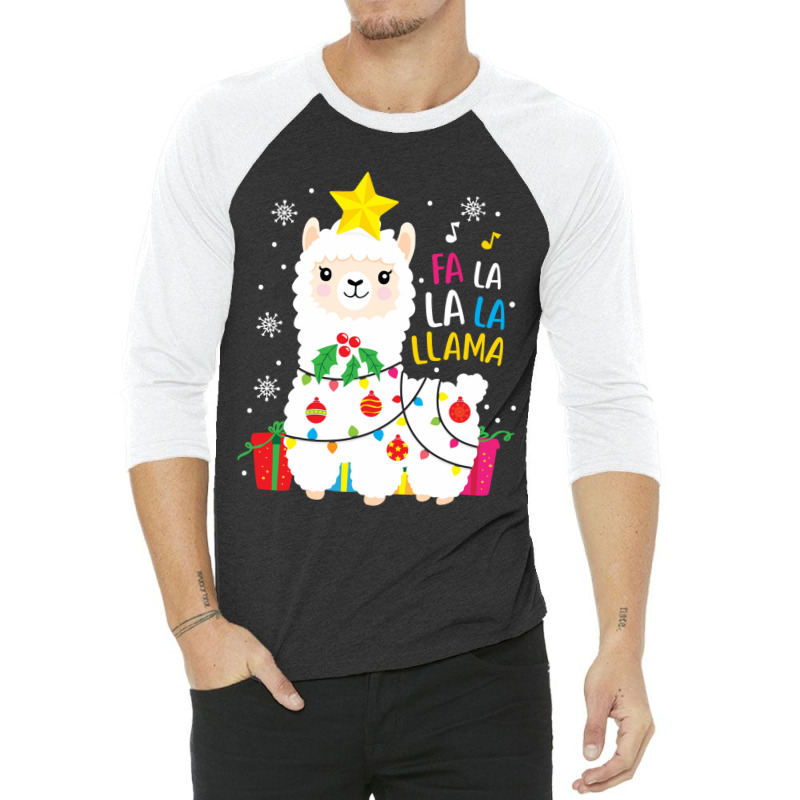 Funny Llama Fa La La Christmas Ornament Decors 3/4 Sleeve Shirt | Artistshot