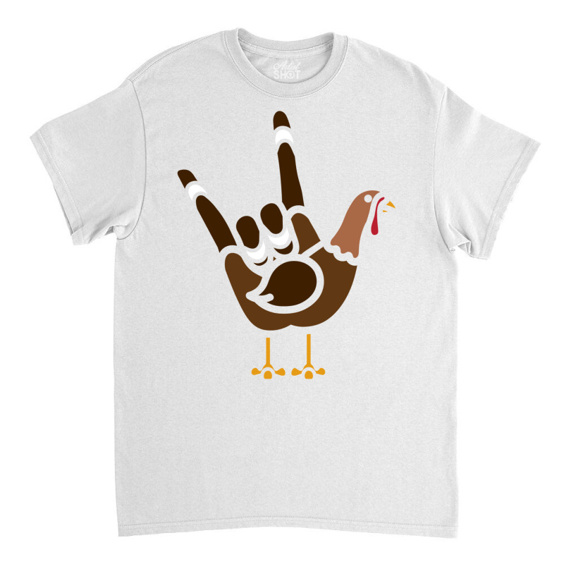 Asl American Sign Language Thankful Turkey Day Holiday Sweatshirt Classic T-shirt by cm-arts | Artistshot