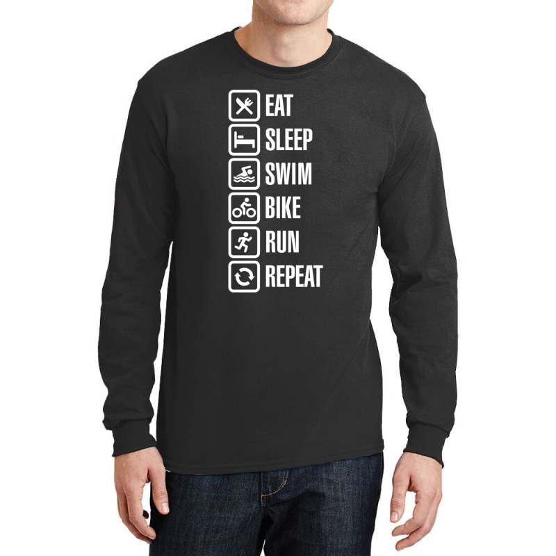 Eat Sleep Swim Bike Run Repeat  Triathlon Long Sleeve Shirts by cm-arts | Artistshot