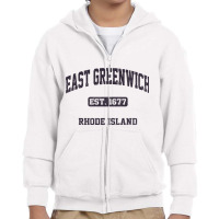 East Greenwich Rhode Island Ri Vintage State Athletic Style Sweatshirt Youth Zipper Hoodie | Artistshot