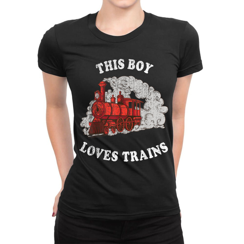 This Boy Loves Trains Locomotive Lover Wagon Boys Toddler Ladies Fitted T-Shirt by JaydaBenjamin | Artistshot