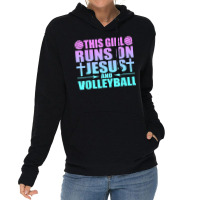 This Girl Runs On Jesus And Volleyball Novelty Lightweight Hoodie | Artistshot