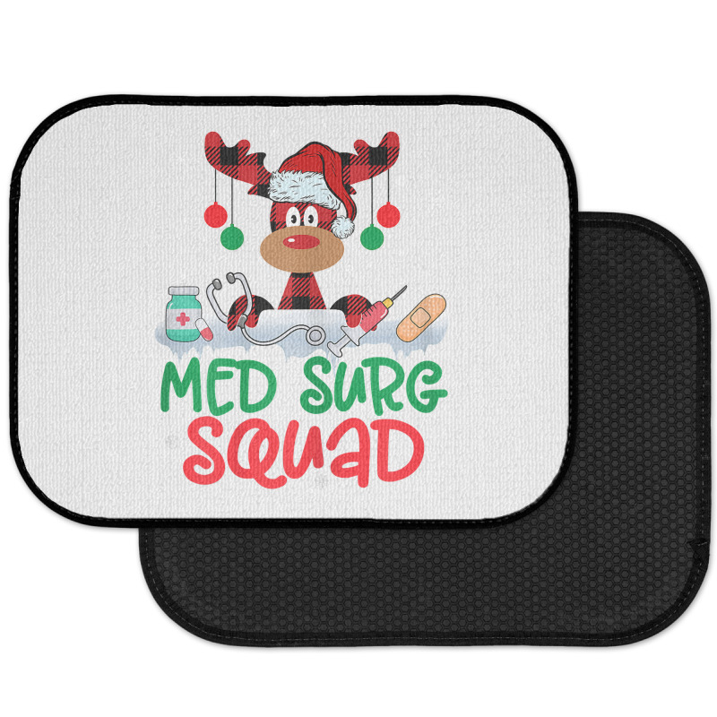 Womens Red Plaid Reindeer Santa Hat Med Surg Squad Nurse Christmas T S Rear Car Mat | Artistshot