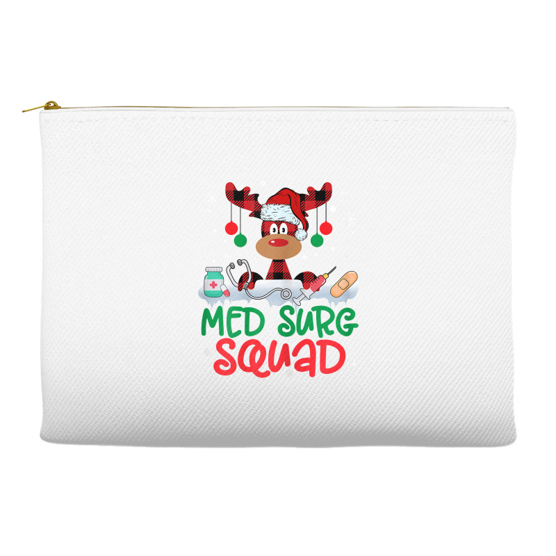 Womens Red Plaid Reindeer Santa Hat Med Surg Squad Nurse Christmas T S Accessory Pouches | Artistshot