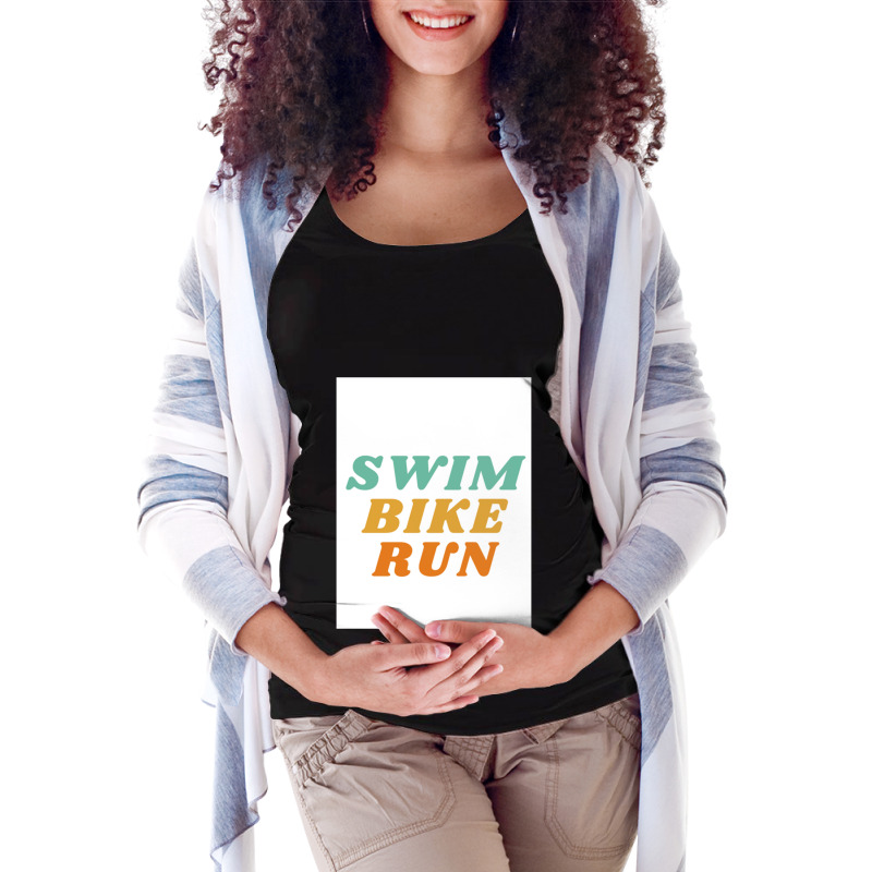 Swim Bike Run Maternity Scoop Neck T-shirt by cm-arts | Artistshot