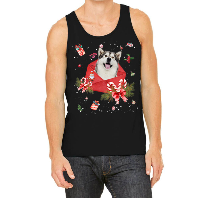 Alaskan Malamute Dog In Christmas Card Ornament Pajama Xmas Premium T Tank Top | Artistshot