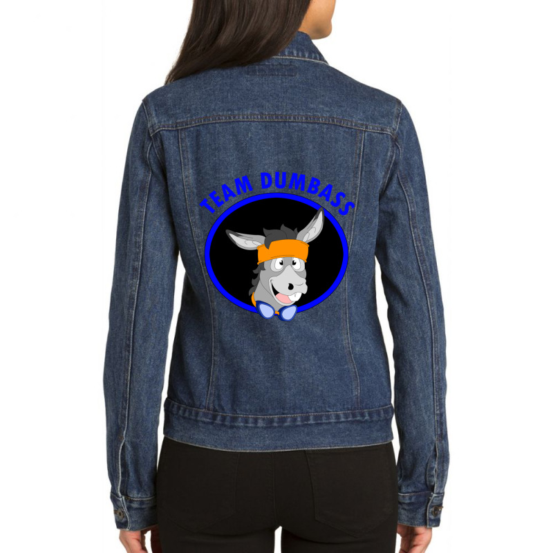 Team Dumbass Donkey Headshot Ladies Denim Jacket by cm-arts | Artistshot