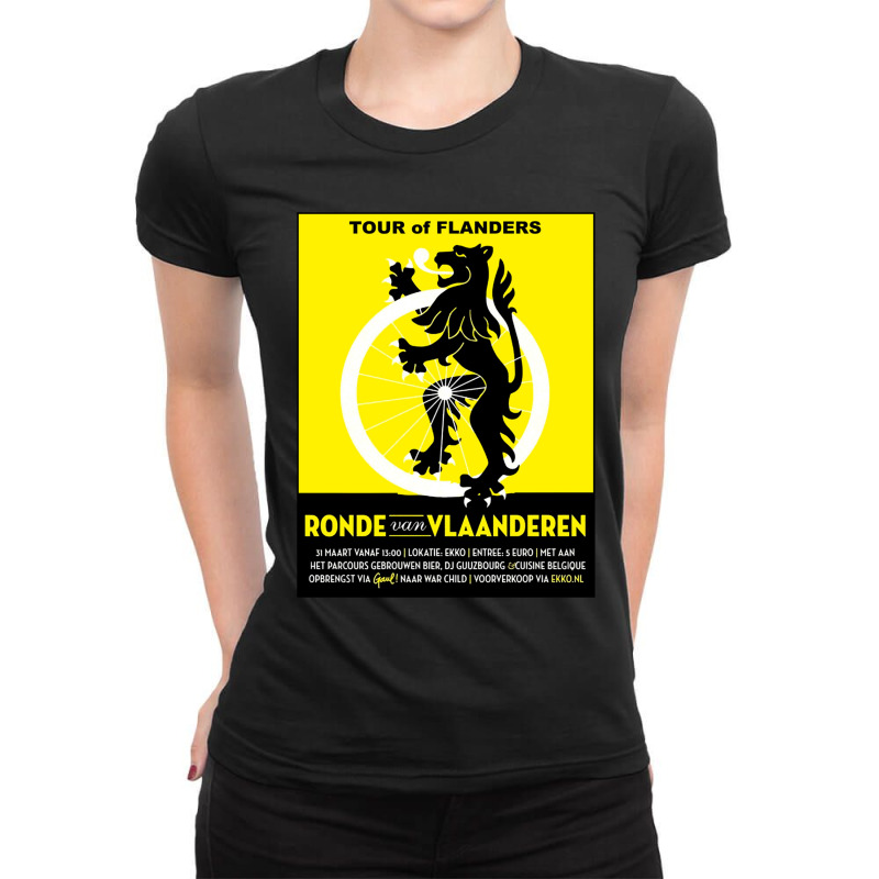 Tour Of Flanders  Vintage Bicycle Racing Advertising Print Ladies Fitted T-Shirt by cm-arts | Artistshot