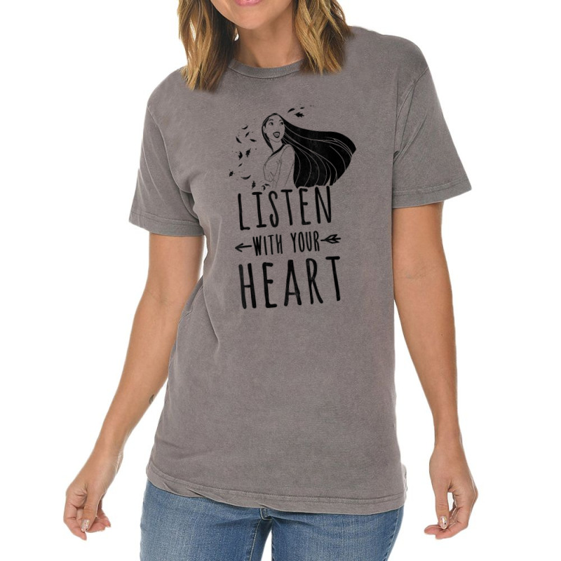 Funny Pocahontas Listen With Your Heart Graphic Vintage T-shirt | Artistshot