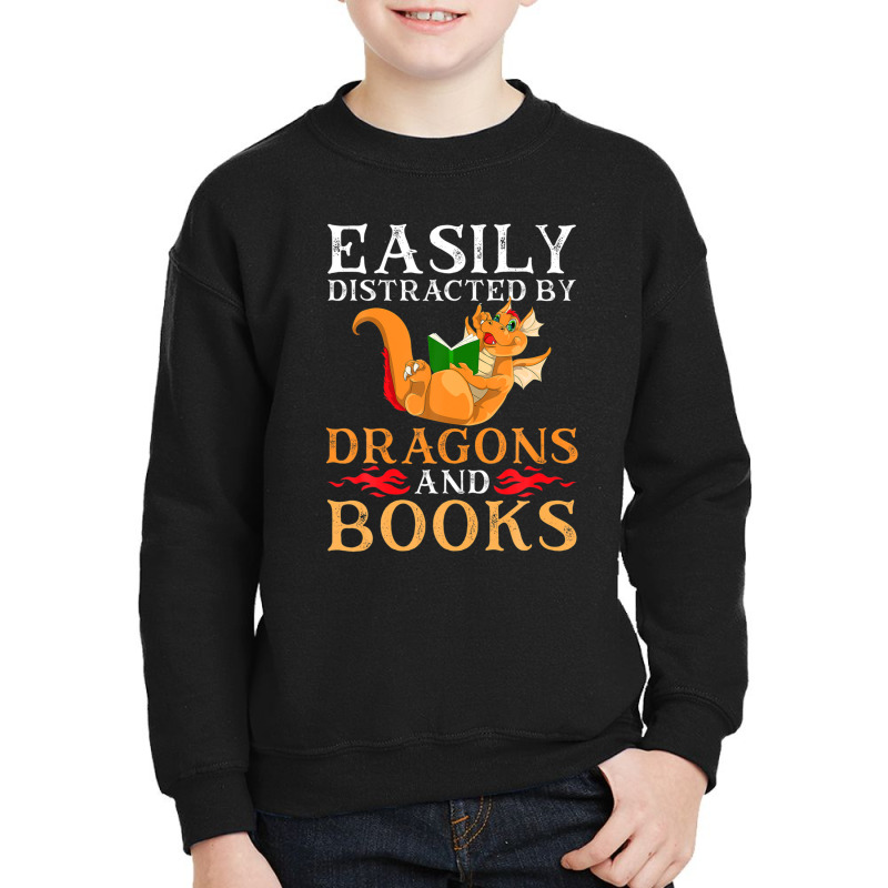 Bookworm Fantasy Book Reading Librarian Funny Book Dragon Youth Sweatshirt by miliahpullom | Artistshot