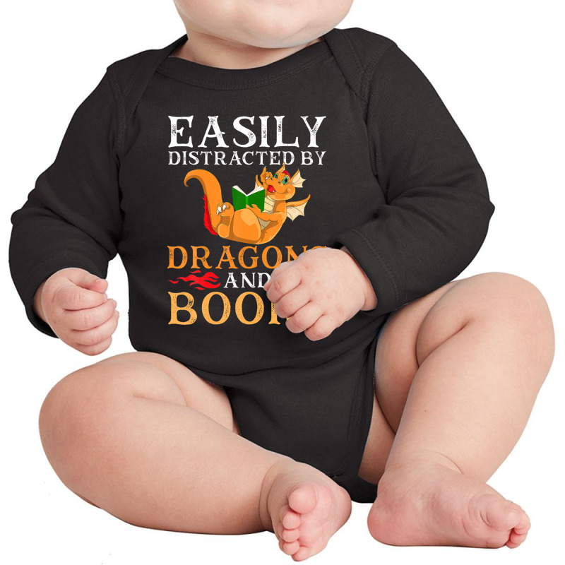 Bookworm Fantasy Book Reading Librarian Funny Book Dragon Long Sleeve Baby Bodysuit by miliahpullom | Artistshot