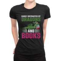 Fantasy Animal Dragon Book Reading Funny Book Dragon Ladies Fitted T-shirt | Artistshot