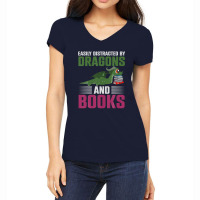 Fantasy Animal Dragon Book Reading Funny Book Dragon Women's V-neck T-shirt | Artistshot