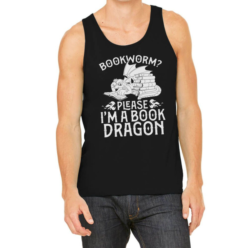 Fantasy Animal Bookworm Librarian Reading Funny Book Dragon Tank Top | Artistshot