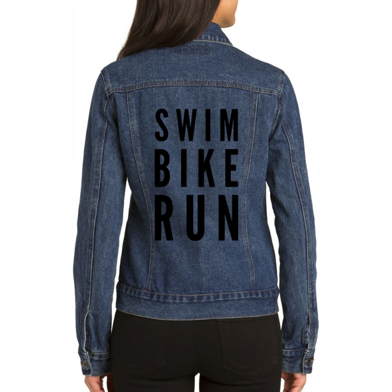 Triathlon Ladies Denim Jacket by cm-arts | Artistshot