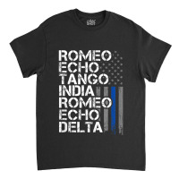 Retired Thin Blue Line, Phonetic Code, Police Retirement Classic T-shirt | Artistshot