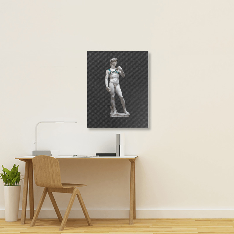 Michelangelo David Leather Harness Sculpture Art Male Statue Torso Portrait Canvas Print | Artistshot