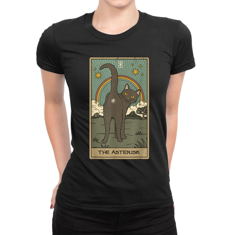 Tarot Card Cat The Asterisk Cosmic Graphic Ladies Fitted T-Shirt by ReginaldLewisMay | Artistshot