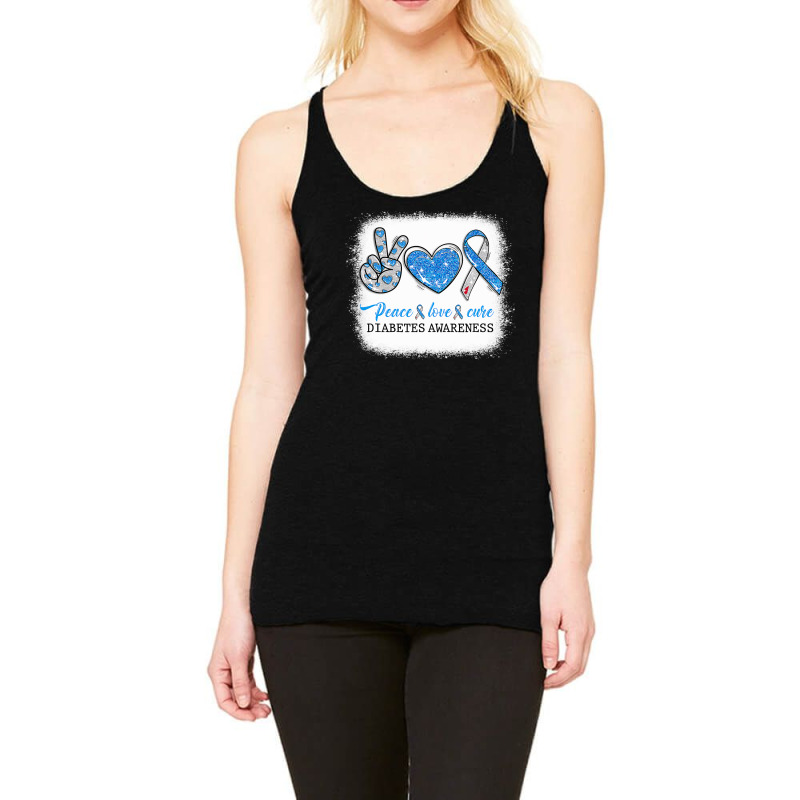 Diabetes Diabetic Bleached Peace Love Cure Diabetes T1d Awareness Surv Racerback Tank by cm-arts | Artistshot