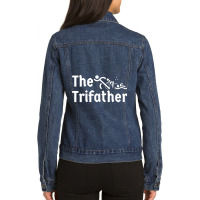 Triathlete Definition   Triathlon Dad  I Support My Fathers Threesome  Ladies Denim Jacket | Artistshot