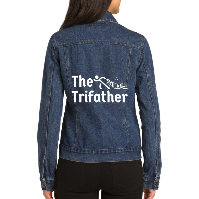 Triathlete Definition   Triathlon Dad  I Support My Fathers Threesome  Ladies Denim Jacket by cm-arts | Artistshot