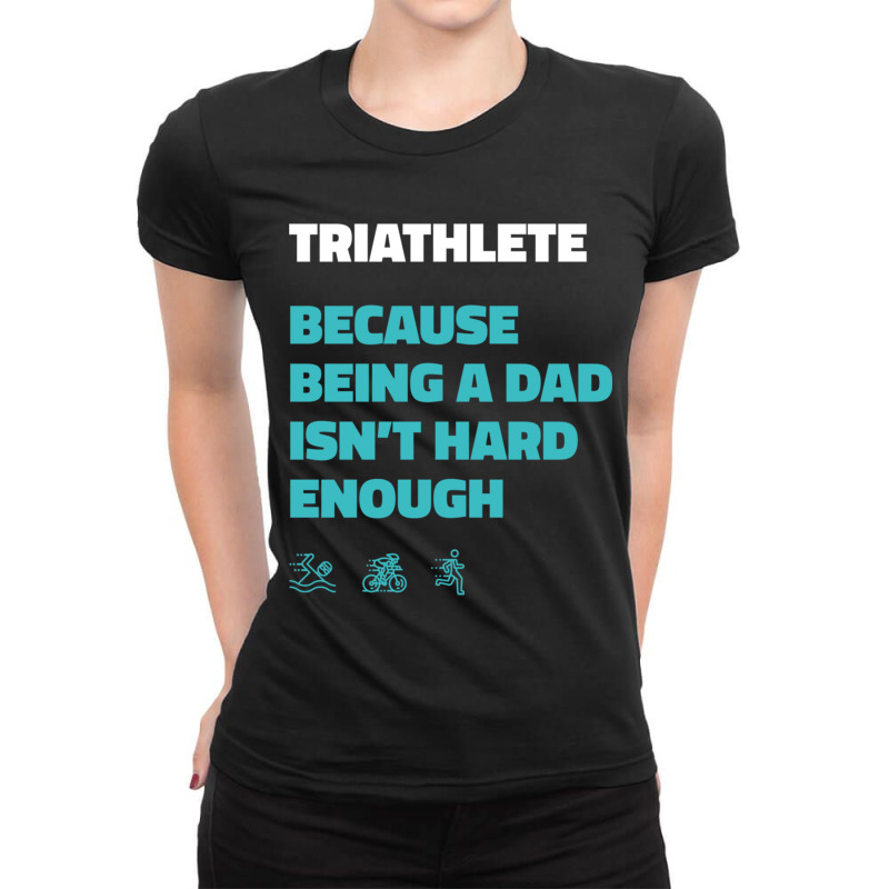 Triathlon Dad Ladies Fitted T-Shirt by cm-arts | Artistshot