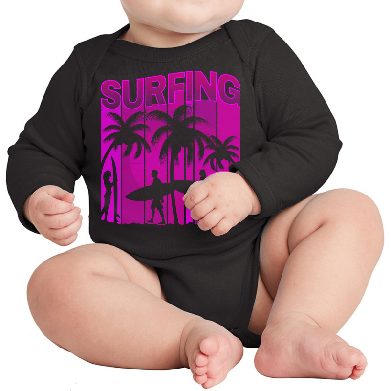 Summer T  Shirtsurf Surfer Summer Surfing Family Vacation Mode T  Shir Long Sleeve Baby Bodysuit | Artistshot