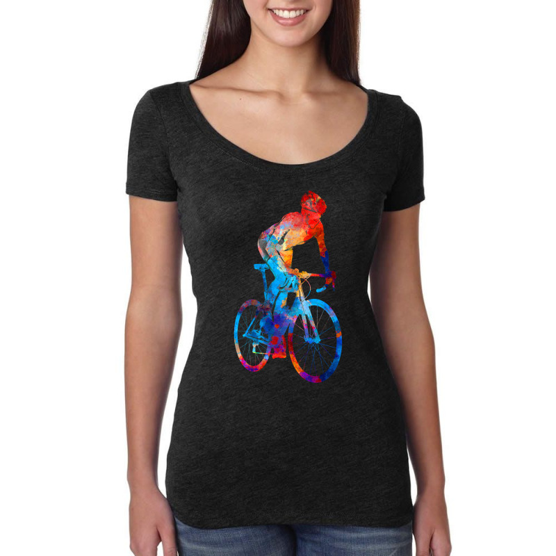 Woman Triathlon Cycling 06 Women's Triblend Scoop T-shirt by cm-arts | Artistshot