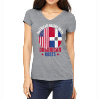 American Raised With Dominican Roots Dominican Republic Flag T Shirt Women's V-neck T-shirt | Artistshot