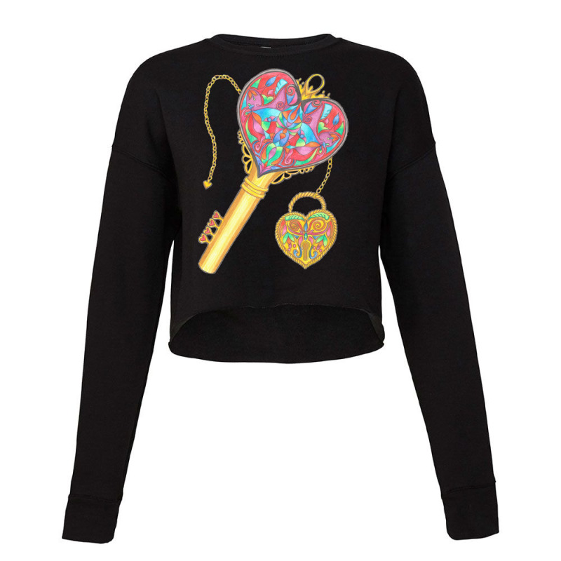 Love Key And Locket Cropped Sweater by cm-arts | Artistshot