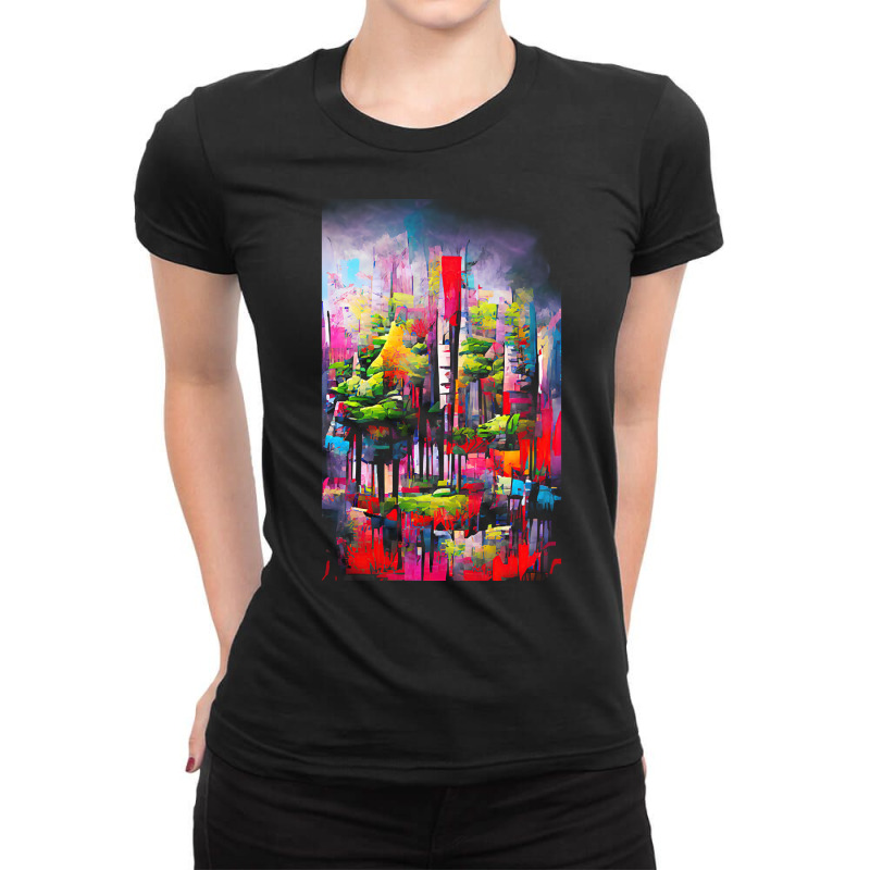 Forest T  Shirtcolorful Forest T  Shirt Ladies Fitted T-Shirt by sengeryasmin | Artistshot