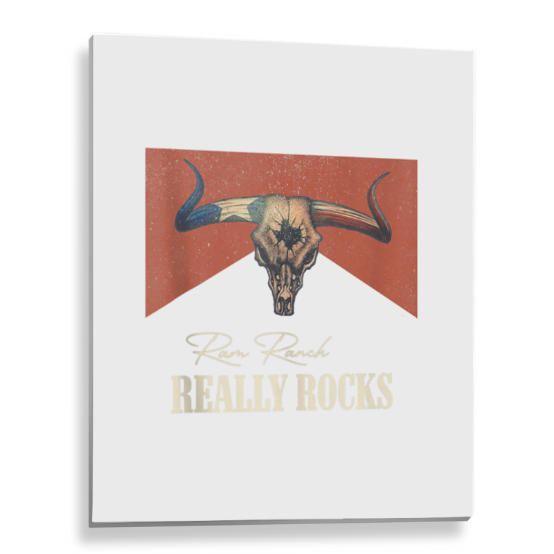 Ram Ranch Really Rocks Vintage Bull Skull Western Country Tank Top Metal Print Vertical | Artistshot