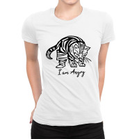 Angry Cat Minimalist Line Art Ladies Fitted T-shirt | Artistshot