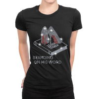 Womens Stand On His Word Bible Christian Bling Rhinestone Tee V Neck T Ladies Fitted T-shirt | Artistshot