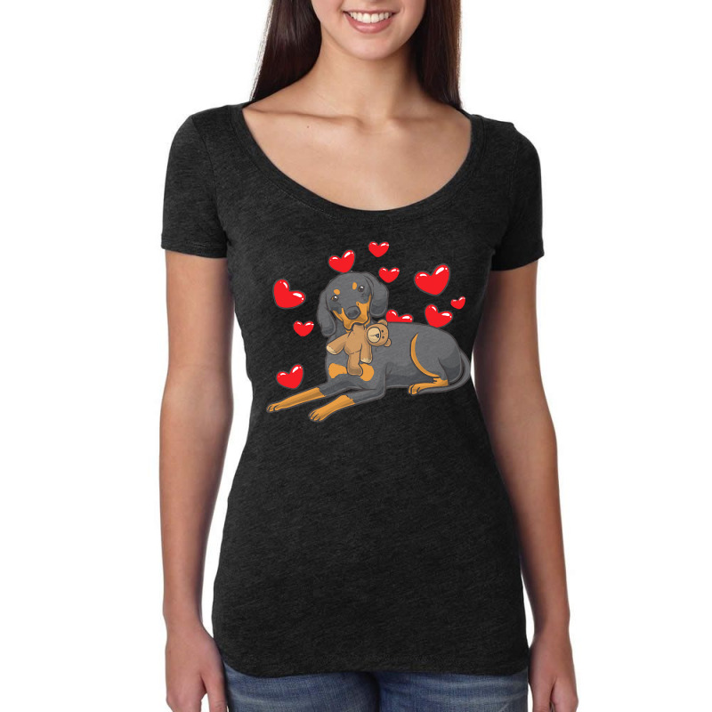 Funny T  Shirt Austrian Black And Tan Hound With Hearts T  Shirt Women's Triblend Scoop T-shirt by sengeryasmin | Artistshot