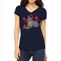 Funny T  Shirt Austrian Black And Tan Hound With Hearts T  Shirt Women's V-neck T-shirt | Artistshot