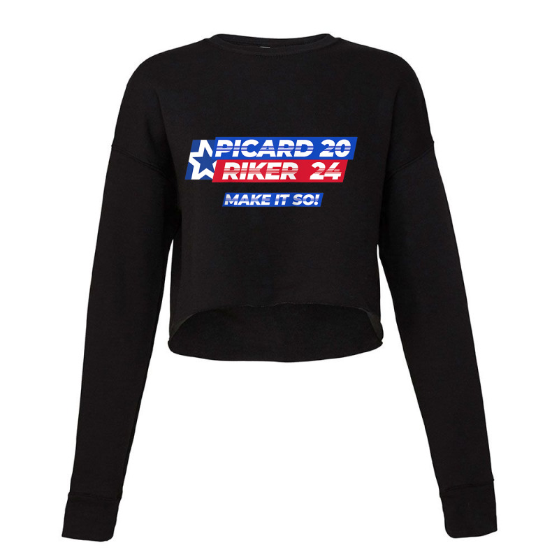 Picard Riker 2024 Make It So Politics Election Parody Funny Raglan Bas Cropped Sweater by cm-arts | Artistshot