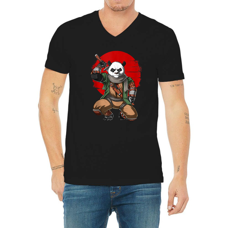 Panda Bear Ninja Samurai Warrior Funny Kung Fu Animal Kids V-Neck Tee by Frank J Mitchell | Artistshot