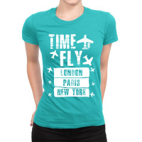 Time To Fly To London Paris New York Ladies Fitted T-shirt | Artistshot