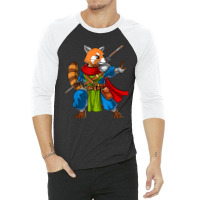 Red Panda Bear Ninja Samurai Warrior Funny Kung Fu Boys Kids 3/4 Sleeve Shirt | Artistshot