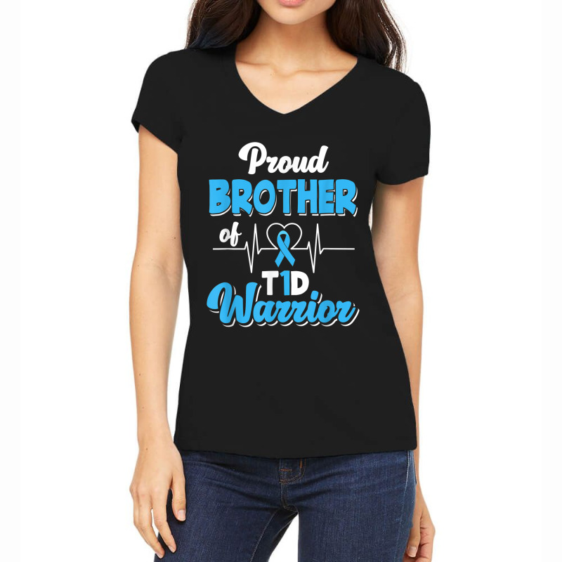 Proud Brother Of A T1d Warrior Diabetic Diabetes Awareness Women's V-Neck T-Shirt by MarcyTonti | Artistshot