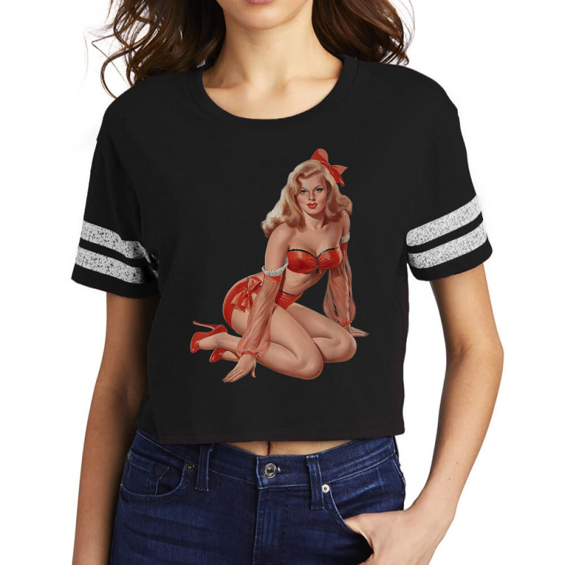 Hot Blonde Pin Up Girl Heels Red Lingerie Retro Pinup Girl Scorecard Crop Tee by ValentinoHoover | Artistshot