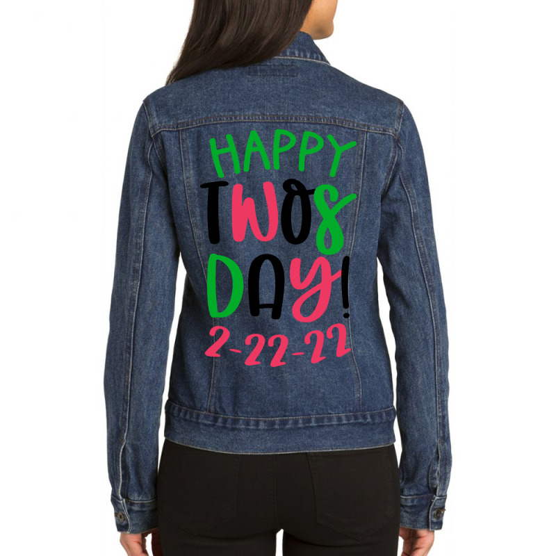 Happy Twosday 2022 Ladies Denim Jacket by Bull Tees | Artistshot