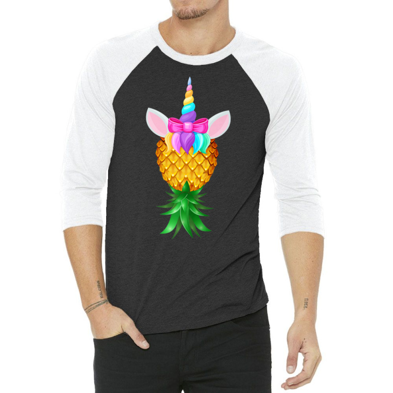 Swinger Upside Down Pineapple Magical Unicorn Rainbow Head Premium T S 3/4 Sleeve Shirt | Artistshot