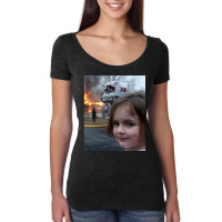 Disaster Girl Meme Women's Triblend Scoop T-shirt | Artistshot