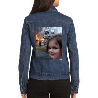 Disaster Girl Meme Ladies Denim Jacket | Artistshot