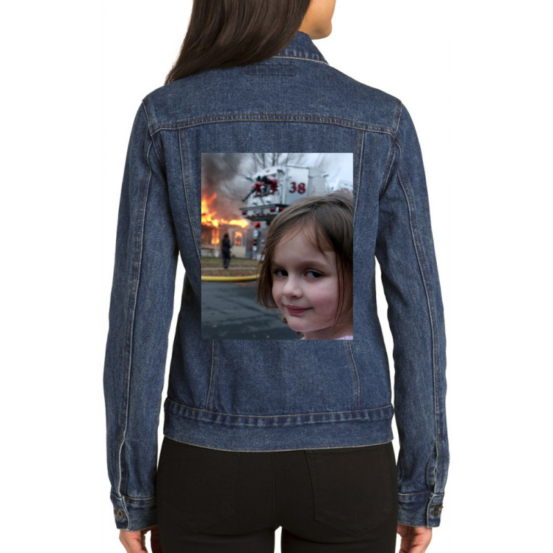 Disaster Girl Meme Ladies Denim Jacket by josephzindel | Artistshot