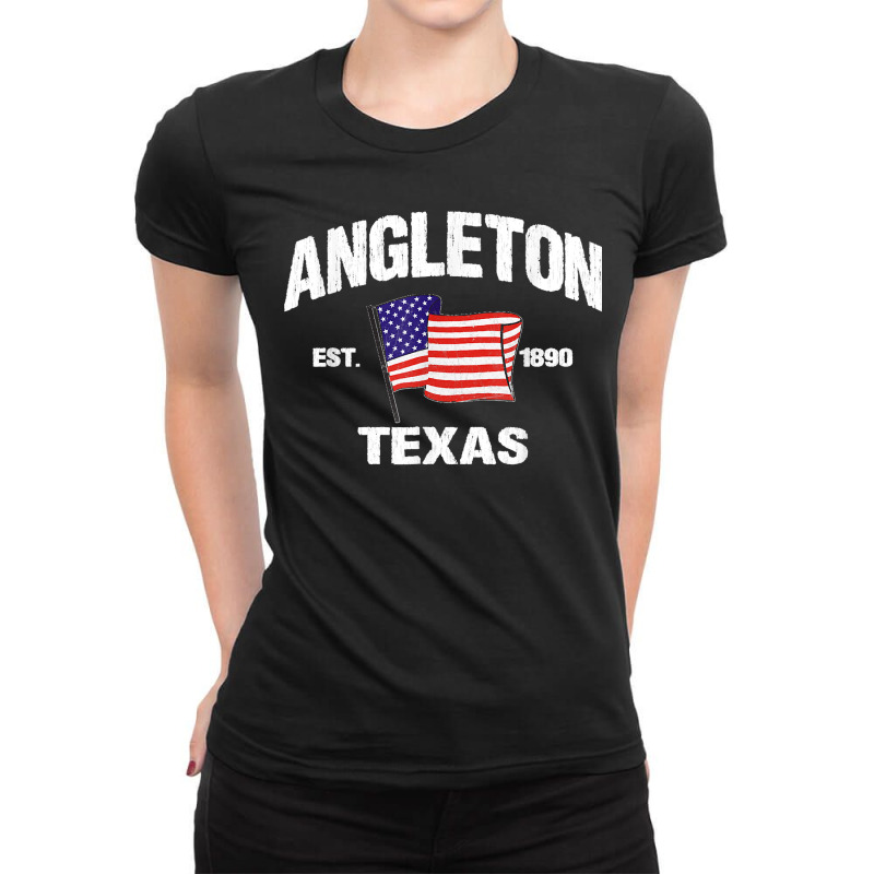 Angleton Texas Tx Usa Stars & Stripes Vintage Style Ladies Fitted T-Shirt by kevinnichols | Artistshot