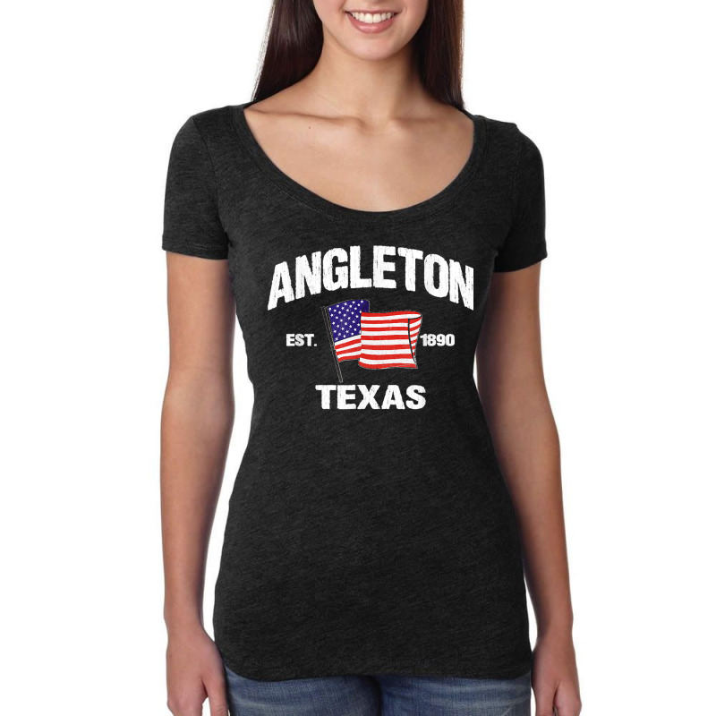 Angleton Texas Tx Usa Stars & Stripes Vintage Style Women's Triblend Scoop T-shirt by kevinnichols | Artistshot