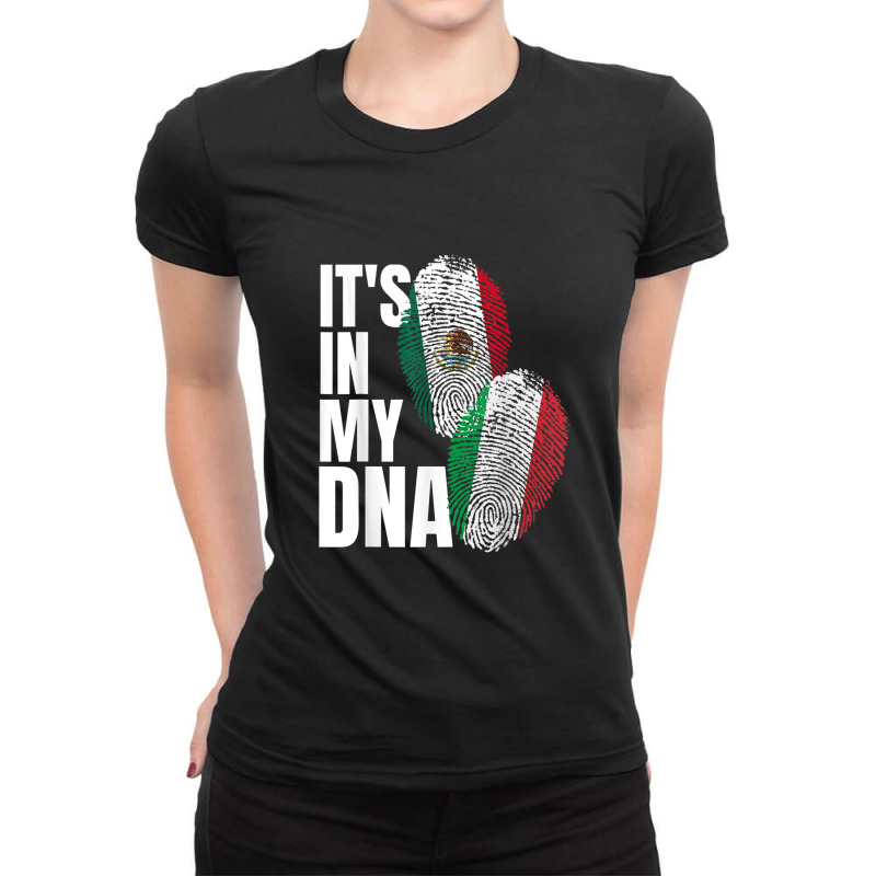 Mexican Italian Dna Heritage Nationality Flag Ladies Fitted T-Shirt by AndrewRobertHenzel | Artistshot